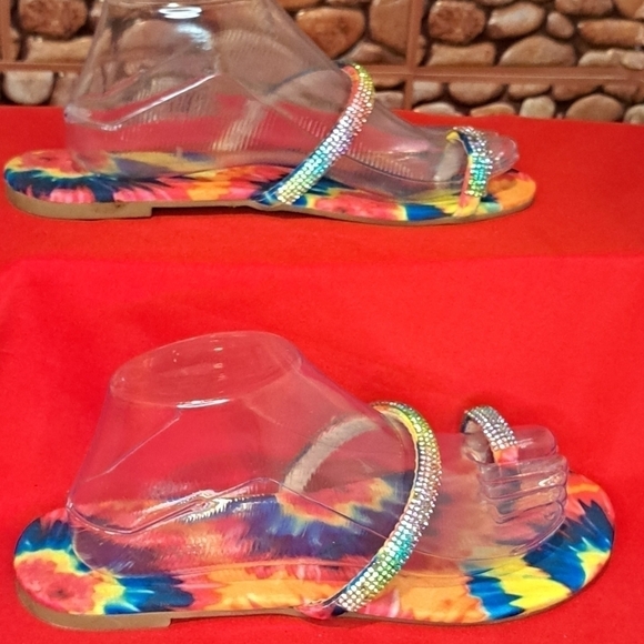 Women's Multicolor Tie Dye Toe Slide Sandals, Size 9 - Picture 4 of 7